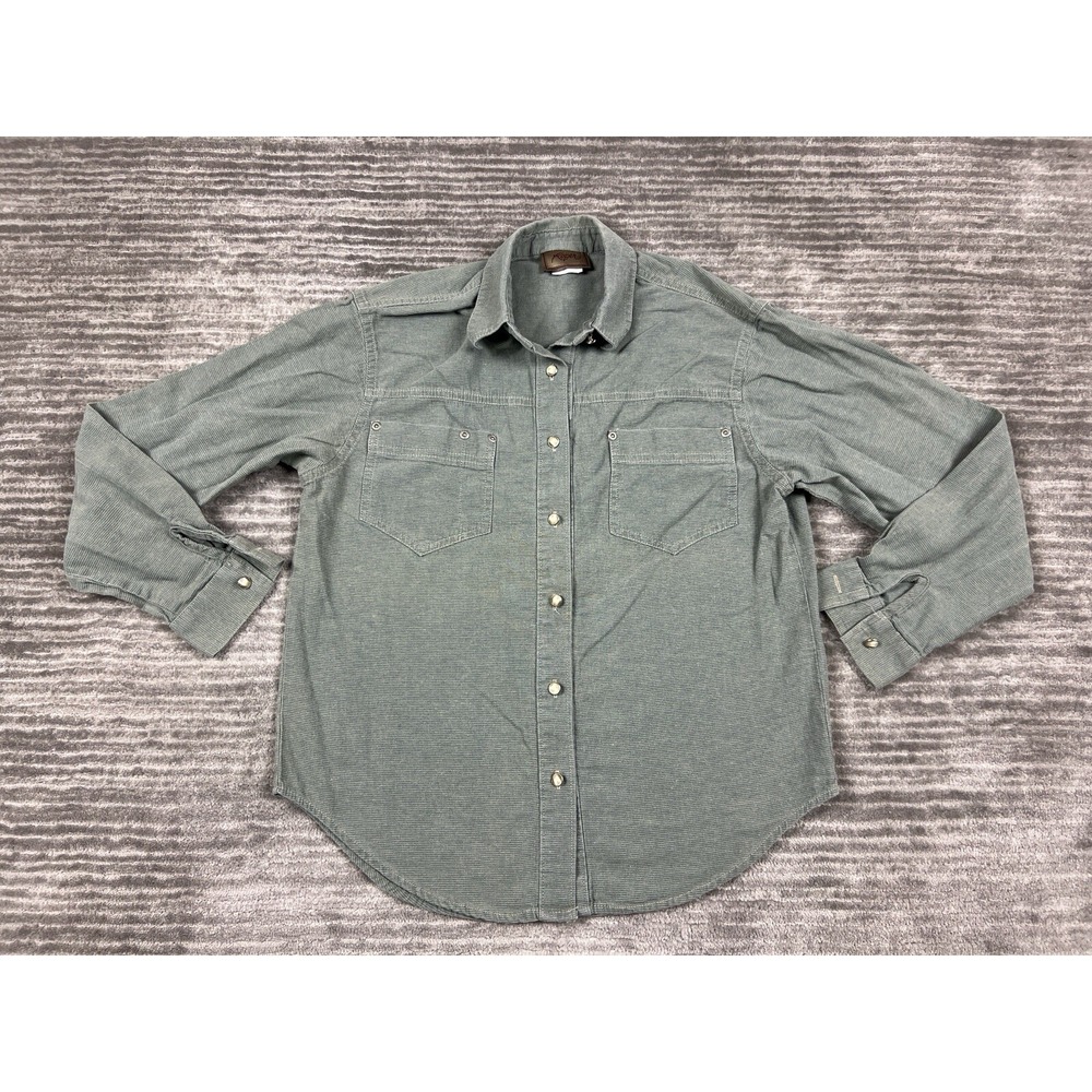Roper Shirt Womens S Green Corduroy Western Snap Button Down Long Sleeve USA